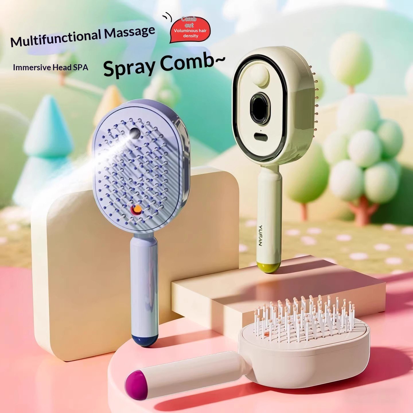 Peineta de masaje eléctrica con airbag, cepillo atomizador de aceite esencial para el cabello, antiestática, para un peinado esponjoso y con volumen. - Image 3